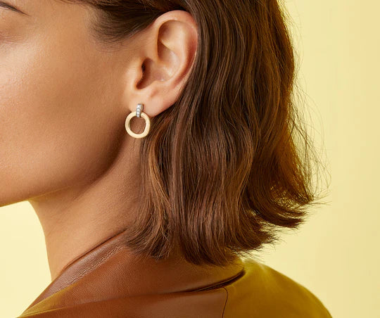 Jaipur Diamond Drop Earrings in Yellow and White Gold