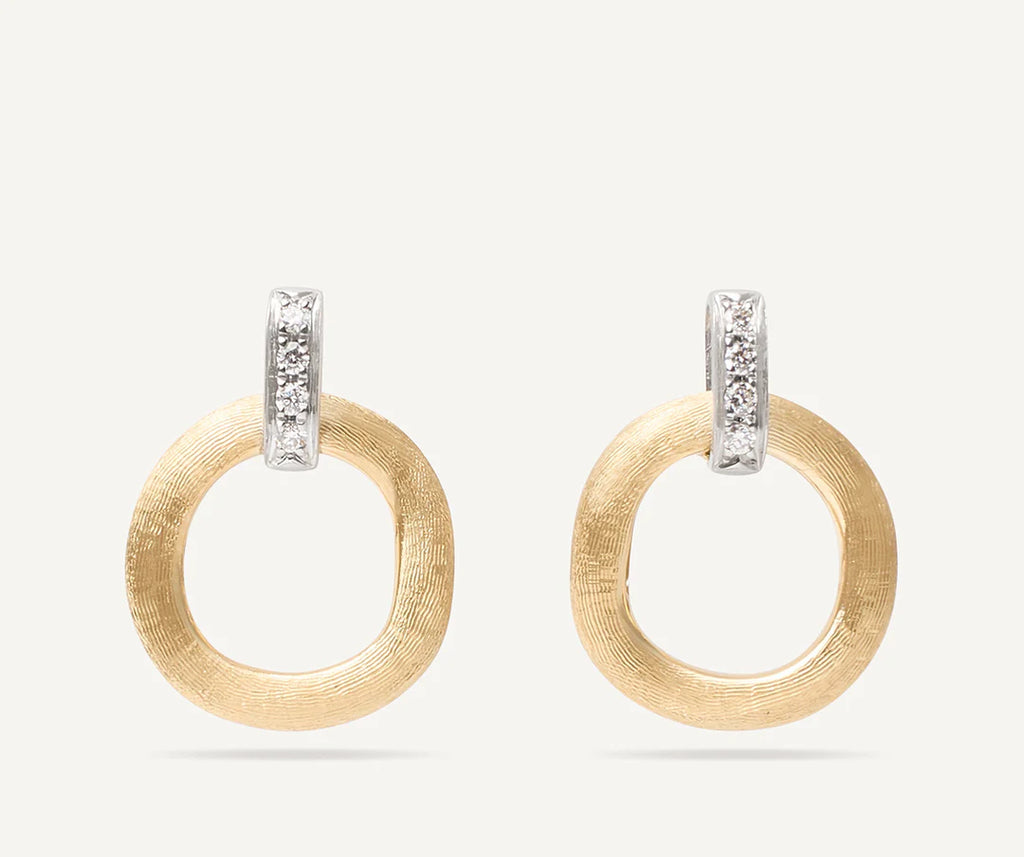 Jaipur Diamond Drop Earrings in Yellow and White Gold