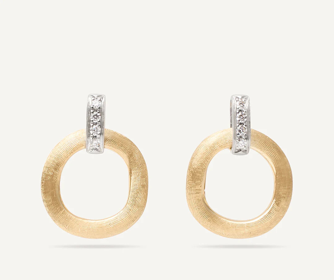 Jaipur Diamond Drop Earrings in Yellow and White Gold