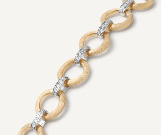 Jaipur Diamond Flat Link Collar Necklace in Yellow and White Gold