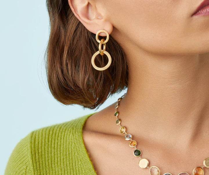 Jaipur Link Drop Earrings in Yellow Gold