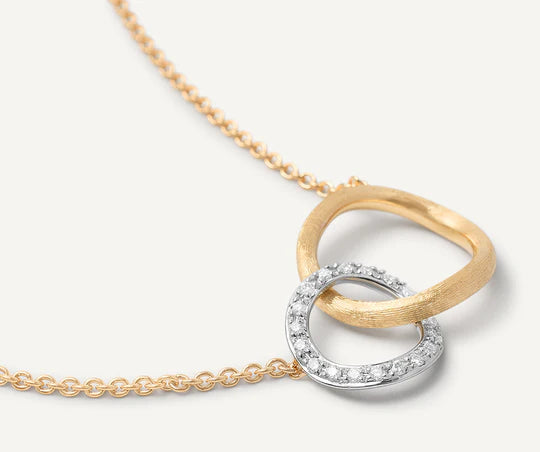 Jaipur Mixed Link Diamond Pave Pendant in Yellow and White Gold