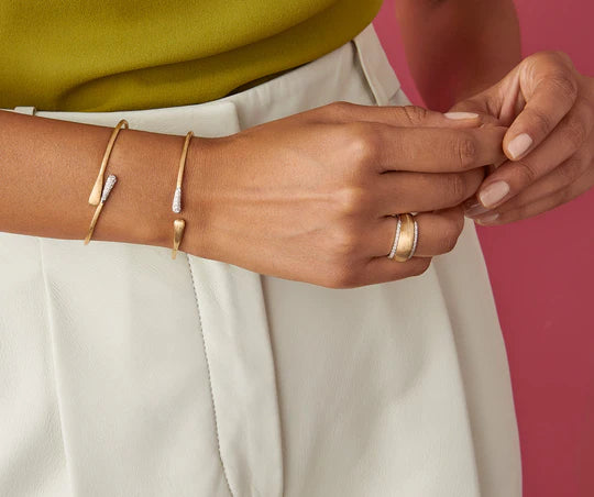 Lucia Diamond Hugging Cuff in Yellow Gold and White Gold