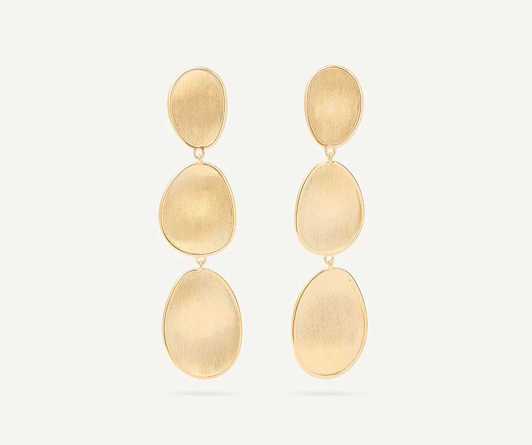 Lunaria 3-Drop Earrings in Yellow Gold