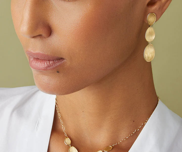 Lunaria 3-Drop Earrings in Yellow Gold