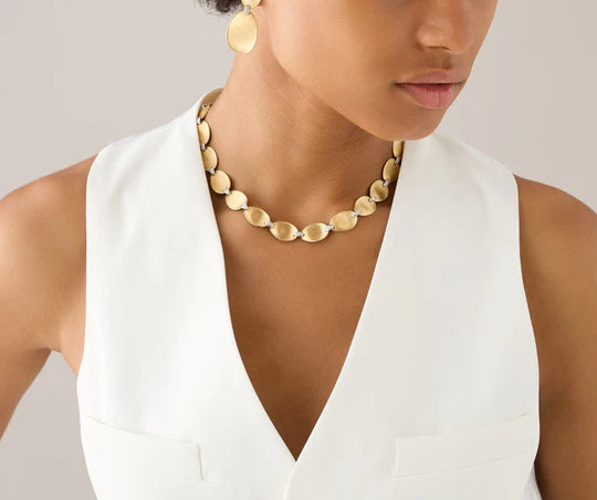 Lunaria Diamond Collar Necklace in Yellow Gold and White Gold