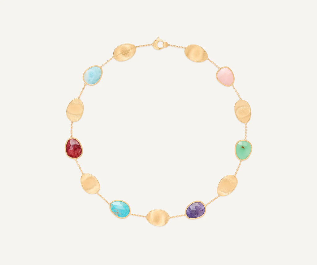 Lunaria Mixed Gemstone Collar Necklace in Yellow Gold