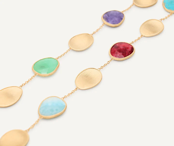 Lunaria Mixed Gemstone Collar Necklace in Yellow Gold