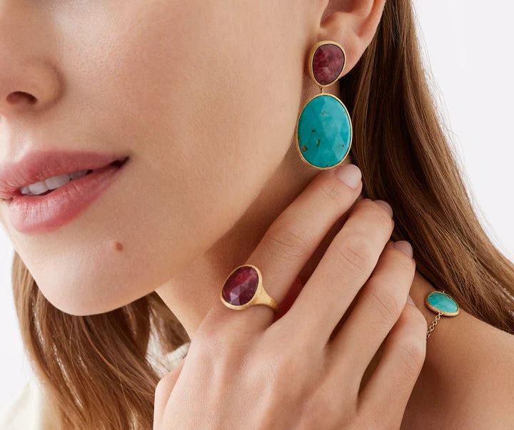 Lunaria Drop Earrings in Yellow Gold