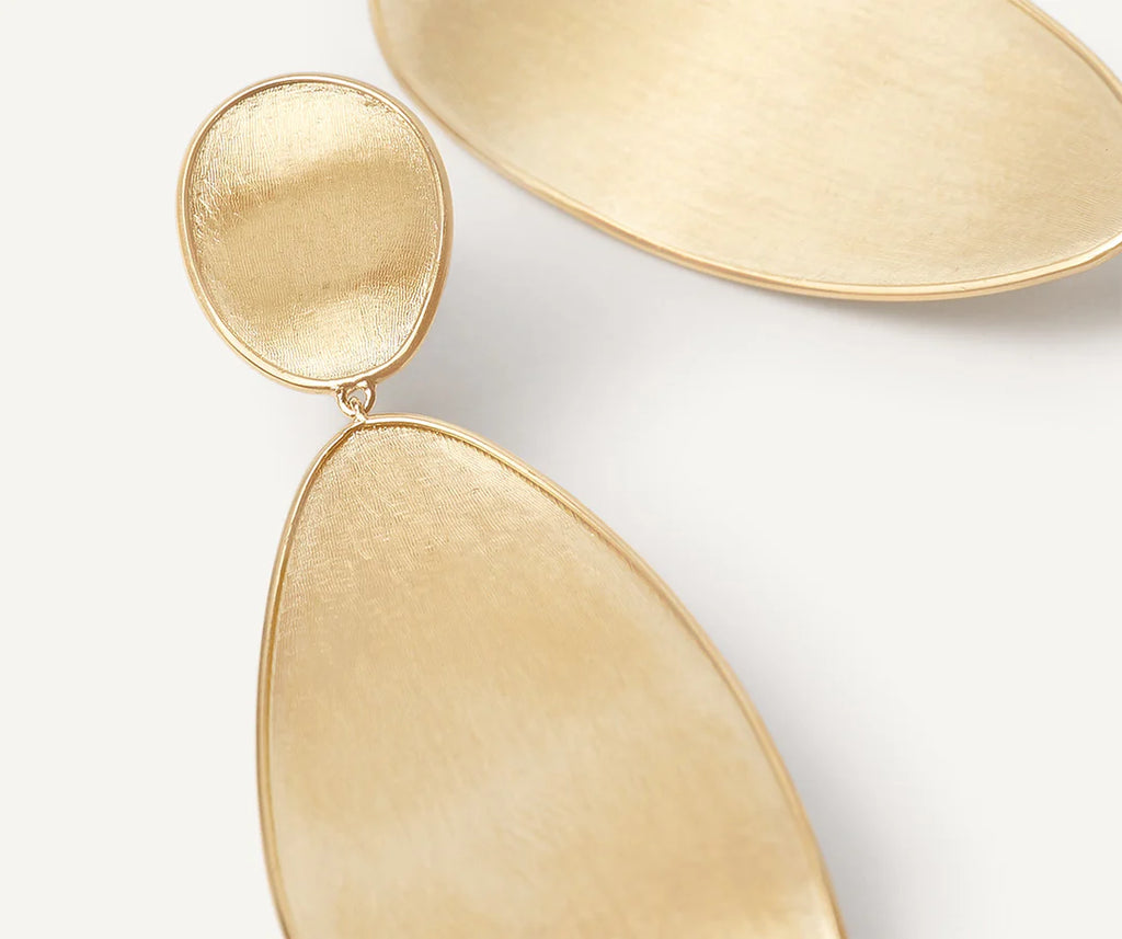 Lunaria Elongated Drop Earrings in Yellow Gold