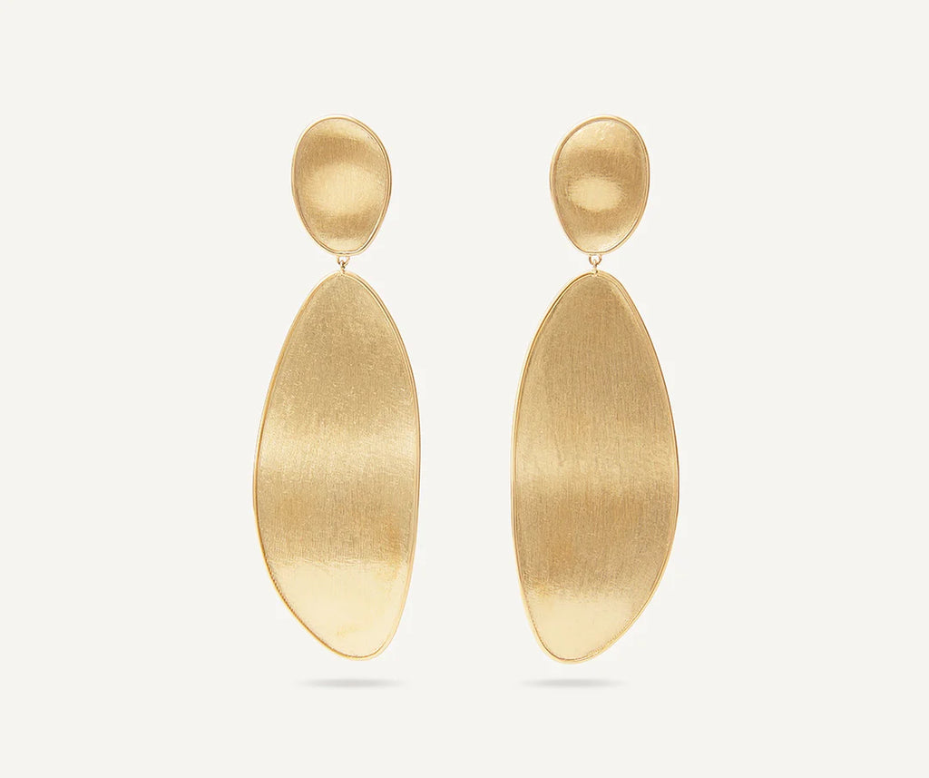 Lunaria Elongated Drop Earrings in Yellow Gold