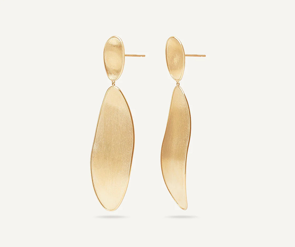 Lunaria Elongated Drop Earrings in Yellow Gold