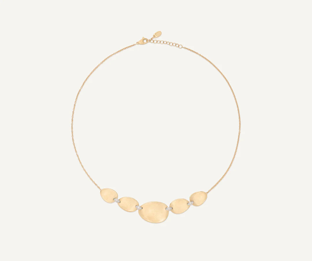 Lunaria Halfsie Diamond Necklace in Yellow Gold and White Gold