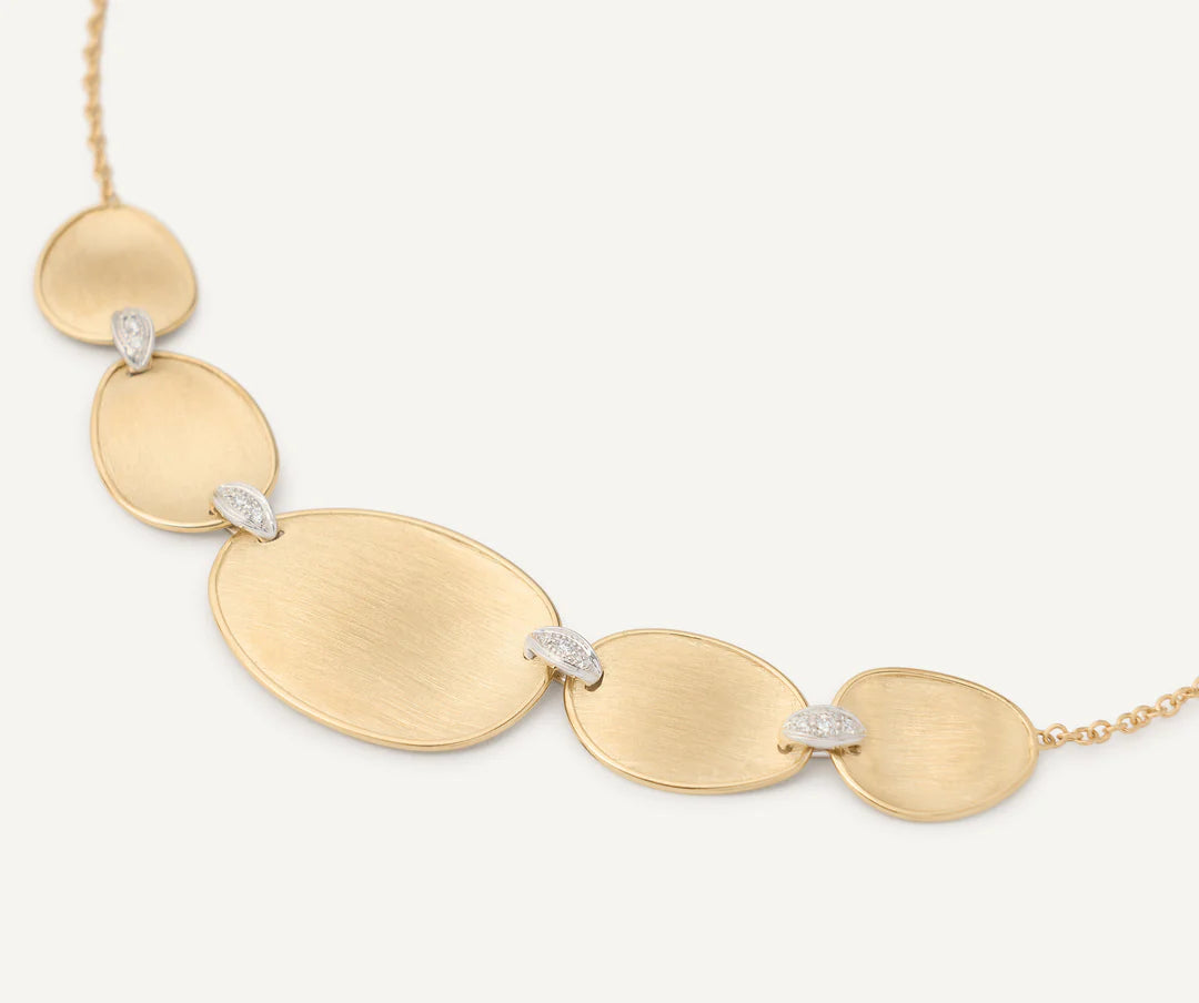 Lunaria Halfsie Diamond Necklace in Yellow Gold and White Gold