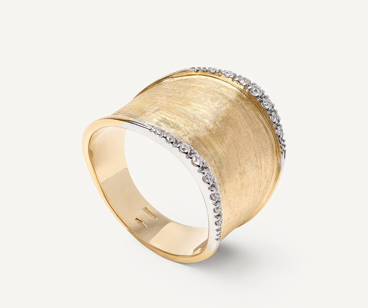 Lunaria Ring with Diamond Pave in Yellow Gold