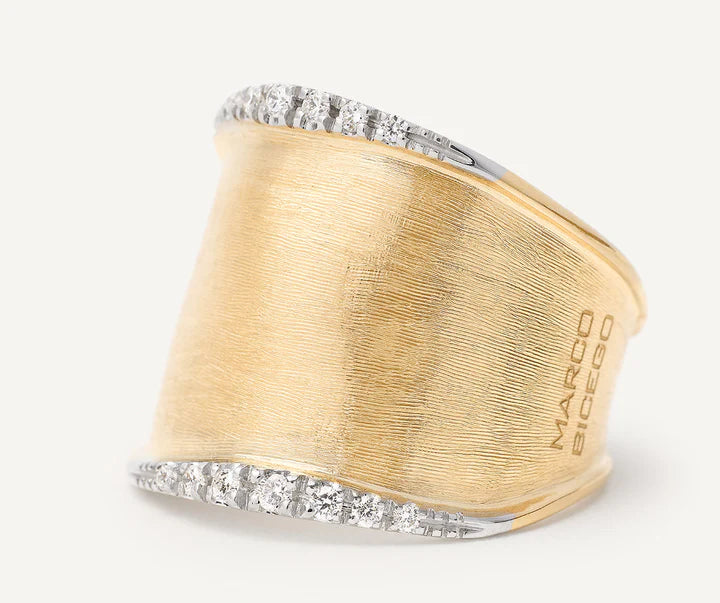 Lunaria Ring with Diamond Pave in Yellow Gold