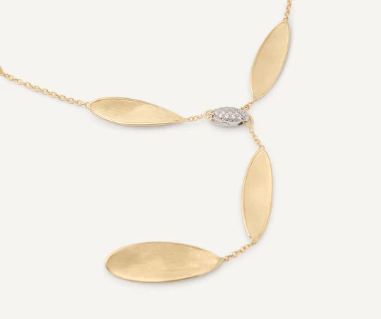 Lunaria Yellow Gold Lariat Necklace with Diamond Pavé Clasp