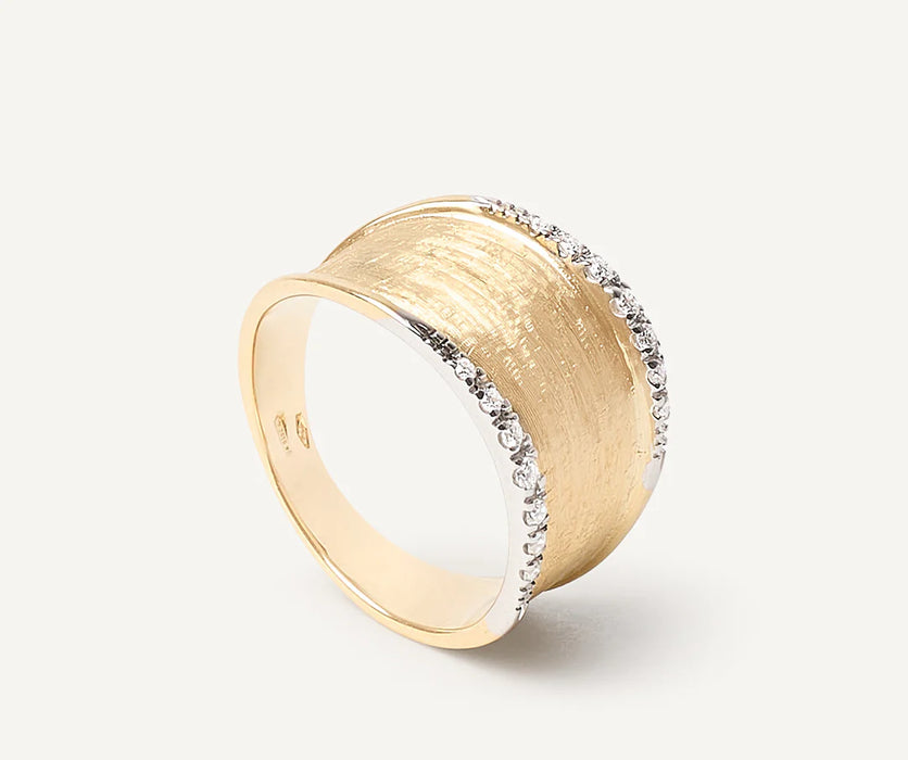 Lunaria Medium Diamond Band in Yellow Gold and White Gold