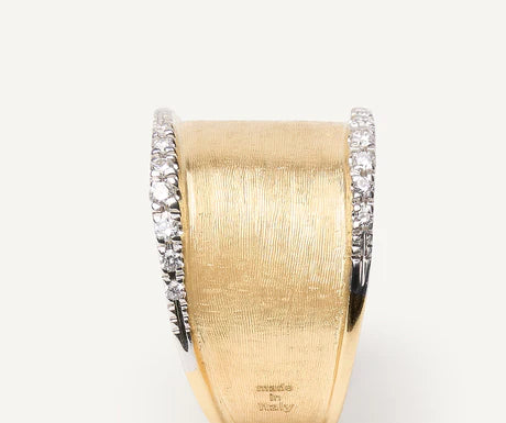 Lunaria Medium Diamond Band in Yellow Gold and White Gold