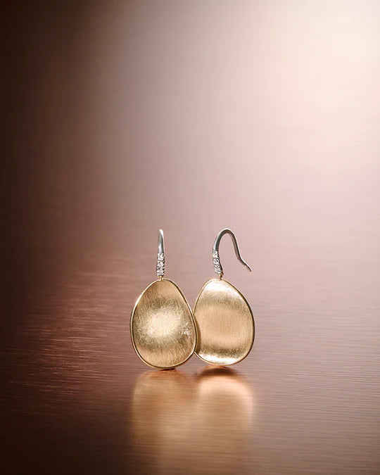 Lunaria Petal Drop Earrings in Yellow Gold