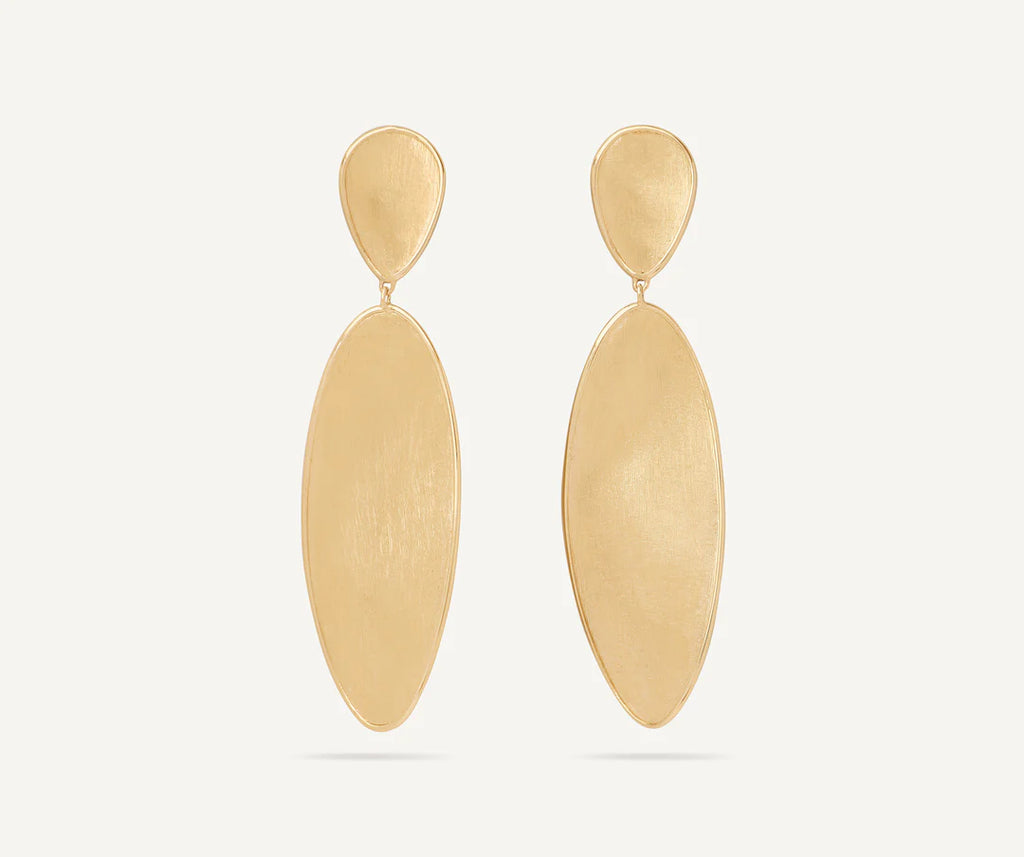 Lunaria Twist Large Double Drop Earrings in Yellow Gold