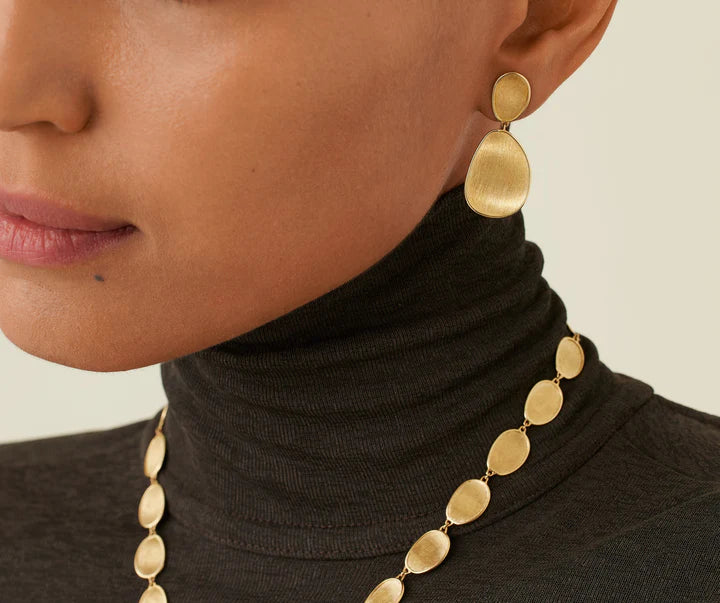 Lunaria Petal Drop Earrings in Yellow Gold
