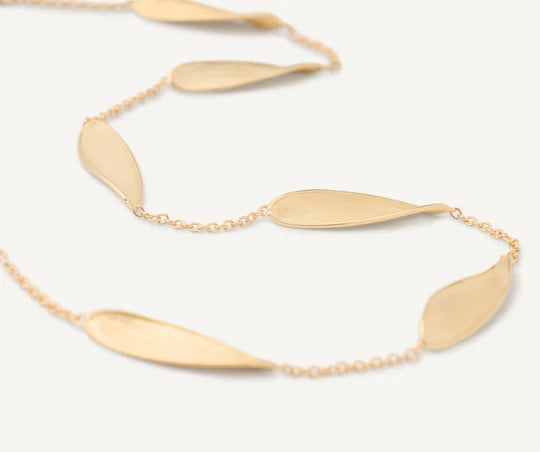 Lunaria Station Long Necklace in Yellow Gold