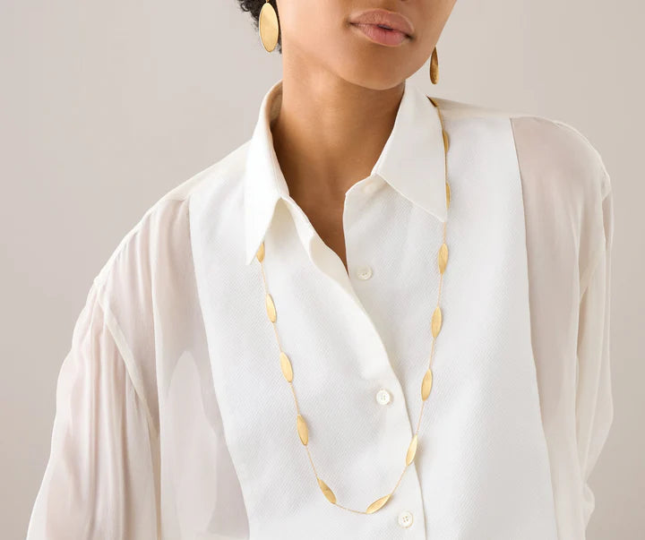 Lunaria Station Long Necklace in Yellow Gold