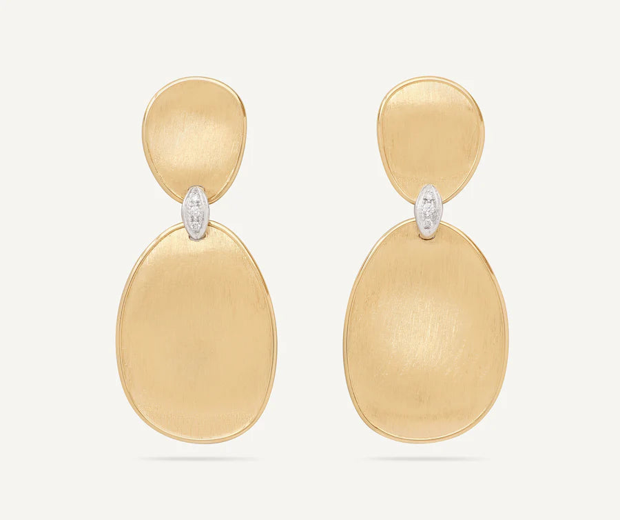 Lunaria Diamond Drop Earrings in Yellow Gold and White Gold