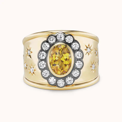 Ali Citrine Cigar Band in Yellow Gold