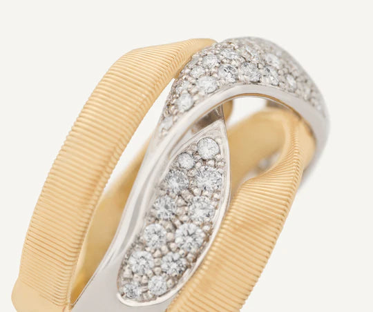 Marrakech 3-Strand Diamond Crossover Ring in Yellow Gold and White Gold