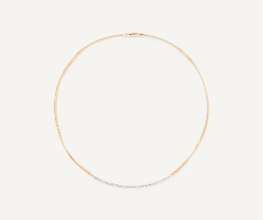 Marrakech Yellow Gold Coil Necklace with Diamond Bar