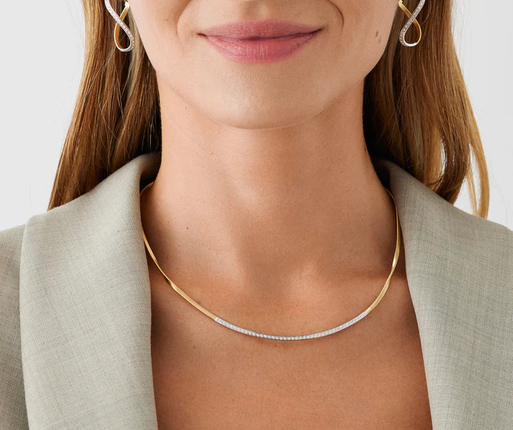 Marrakech Yellow Gold Coil Necklace with Diamond Bar