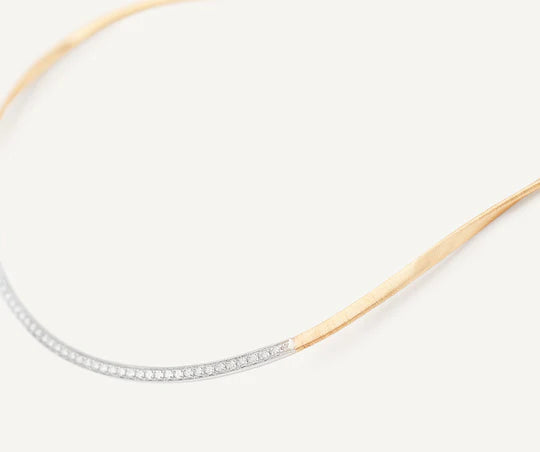 Marrakech Yellow Gold Coil Necklace with Diamond Bar
