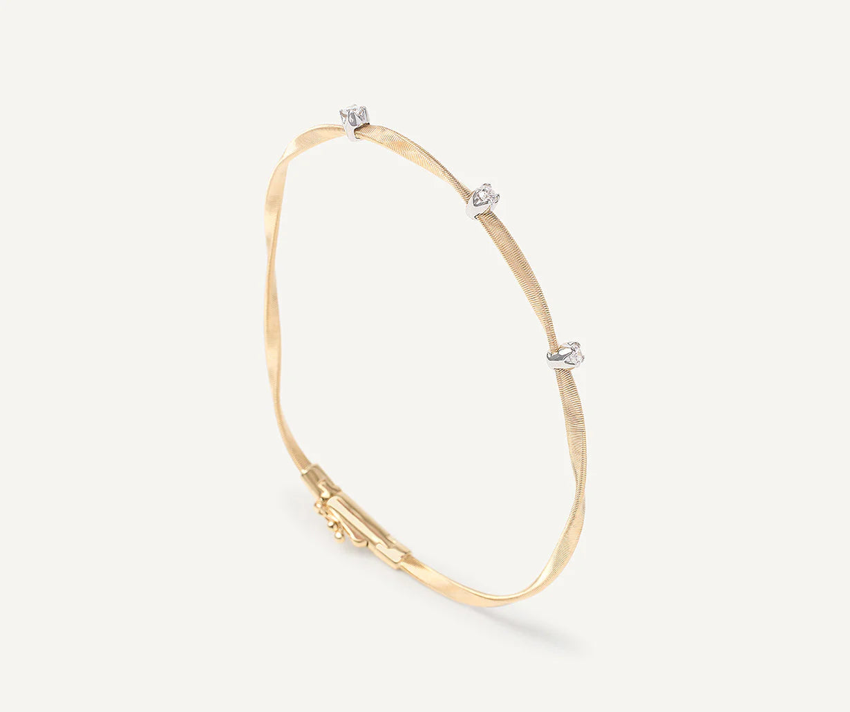 Marrakech Diamond Station Coil Bangle in Yellow Gold