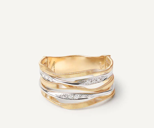 Marrakech Onde 5-Strand Diamond Coil Ring in Yellow and White Gold