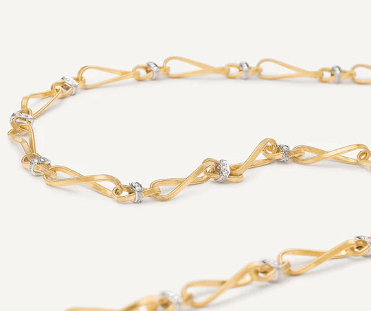 Marrakech Onde Twisted Coil Link Necklace in Yellow Gold and White Gold