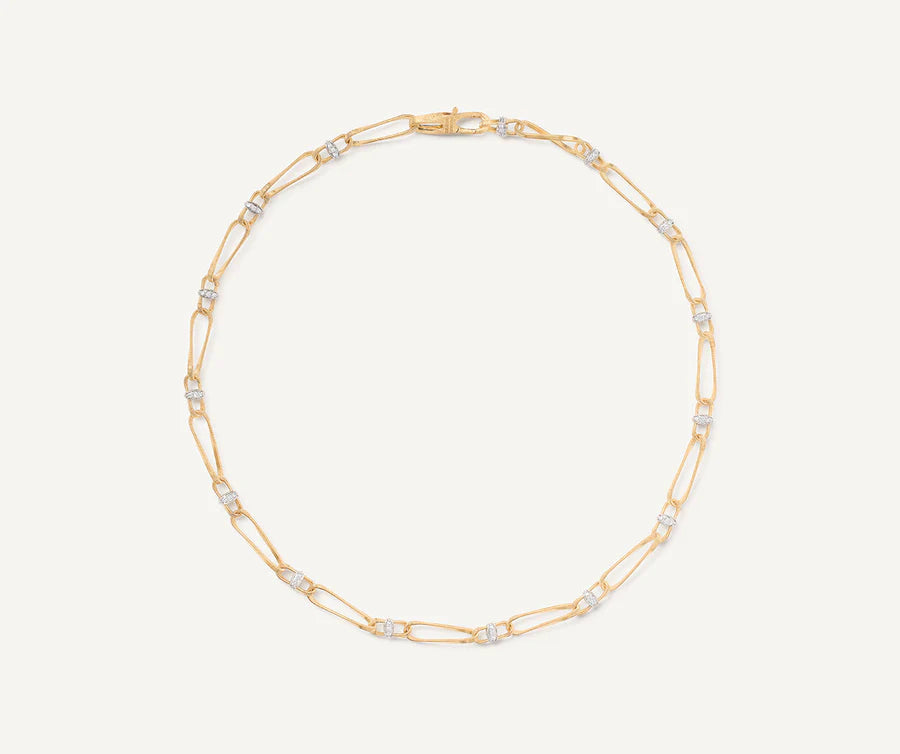 Marrakech Onde Twisted Coil Link Necklace in Yellow Gold and White Gold