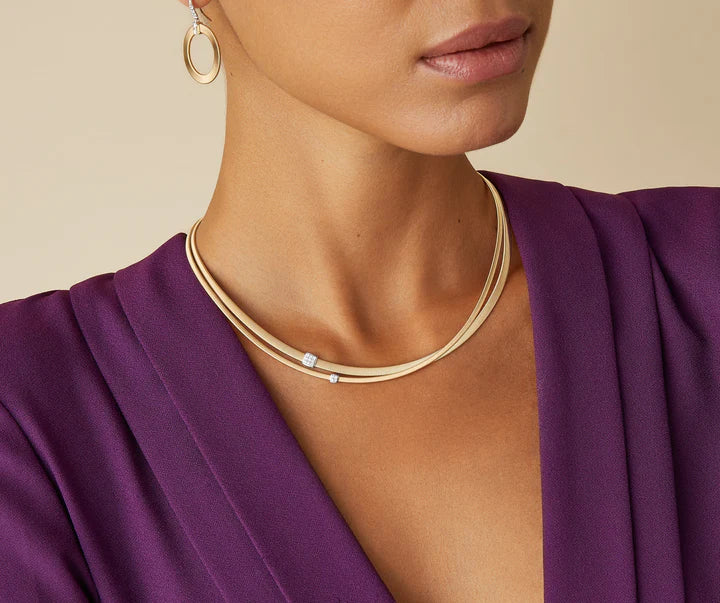 Masai 2-Strand Diamond Necklace in Yellow and White Gold