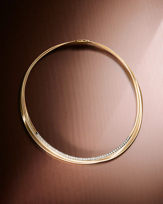 Masai 3-Strand Diamond Collar Necklace in Yellow Gold and White Gold