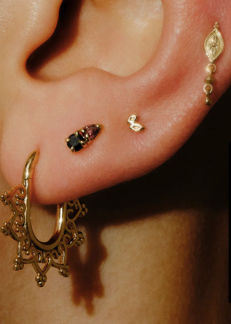 Multi Claw Duo Gemstone Studs in Yellow Gold