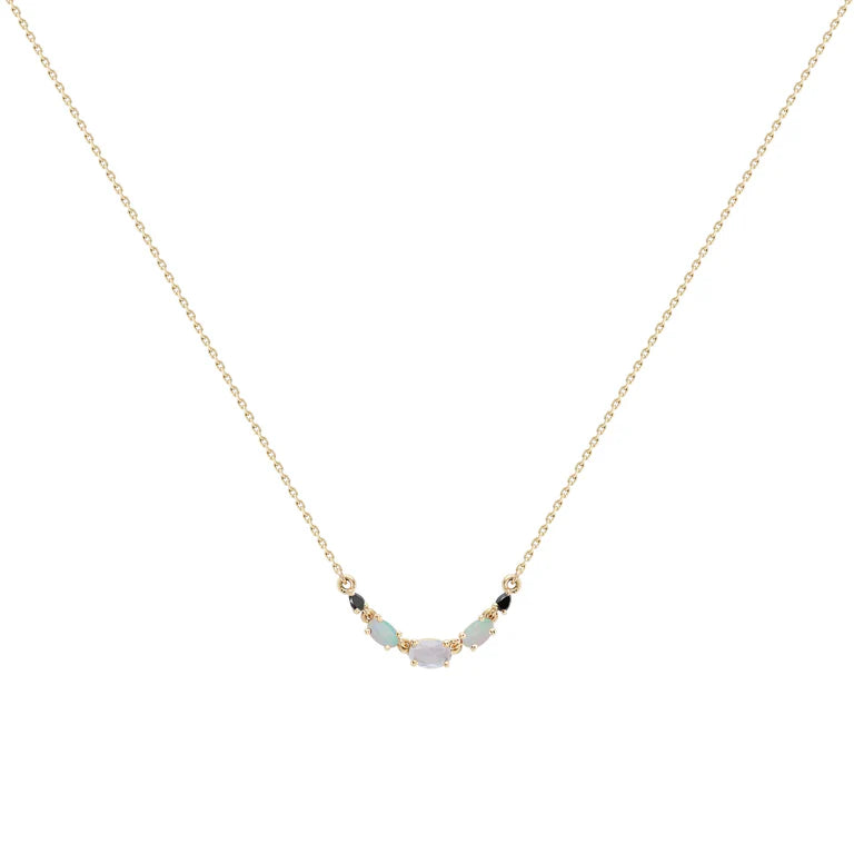 Multi Gemstone Claw Set Necklace in Yellow Gold