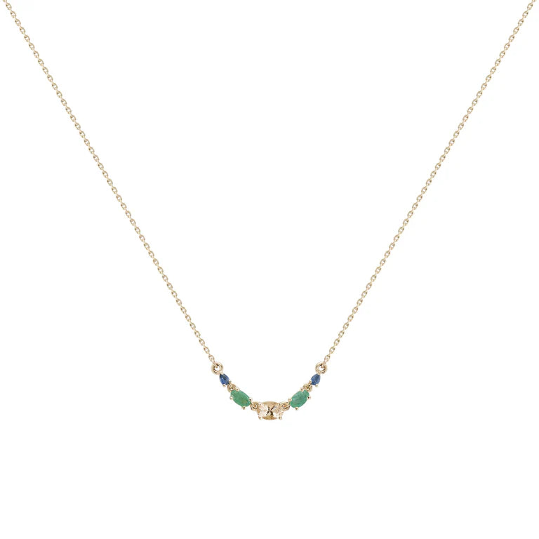 Multi Gemstone Claw Set Necklace in Yellow Gold