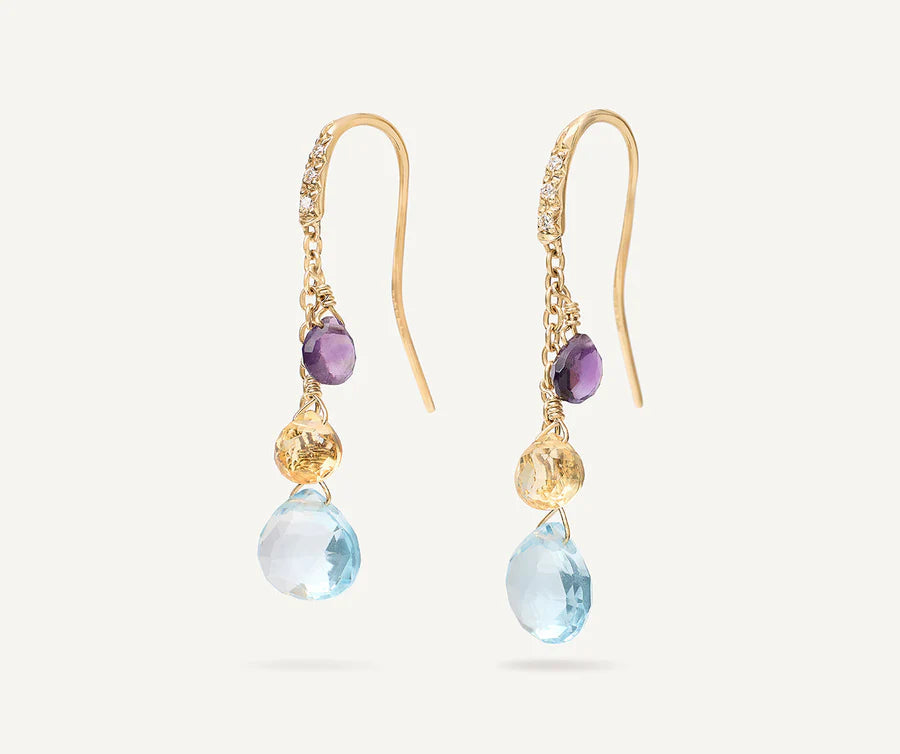 Paradise Mixed Gemstone Earrings in Yellow Gold