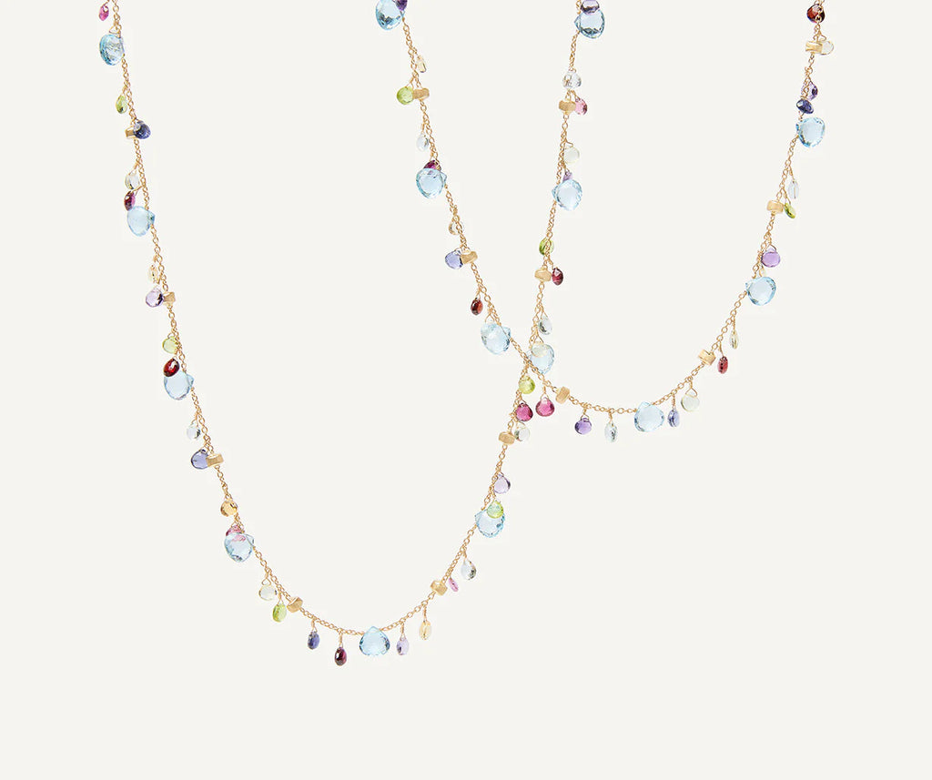 Paradise Mixed Gemstone Long Necklace in Yellow Gold