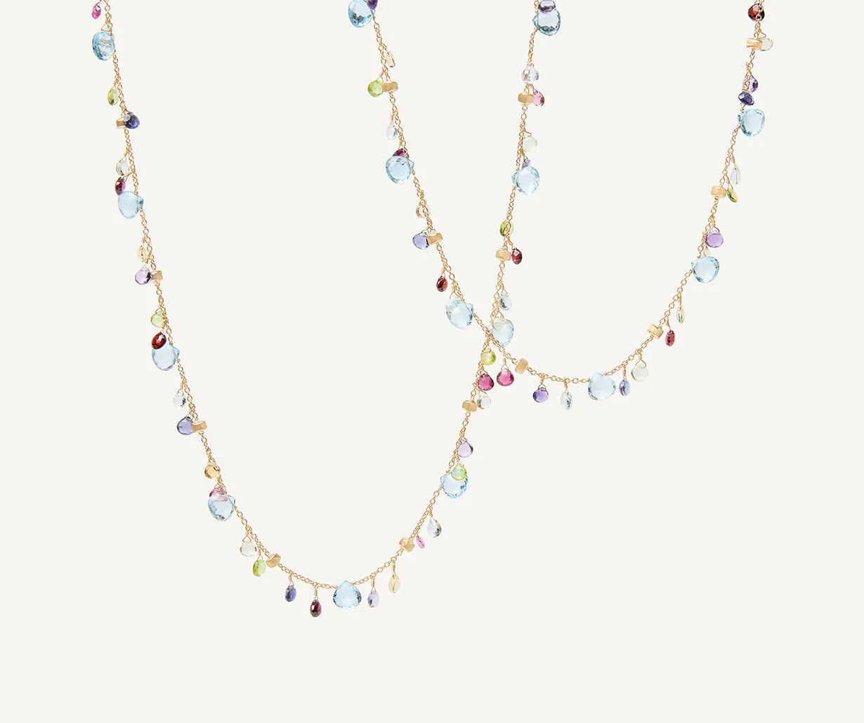 Paradise Mixed Gemstone Long Necklace in Yellow Gold