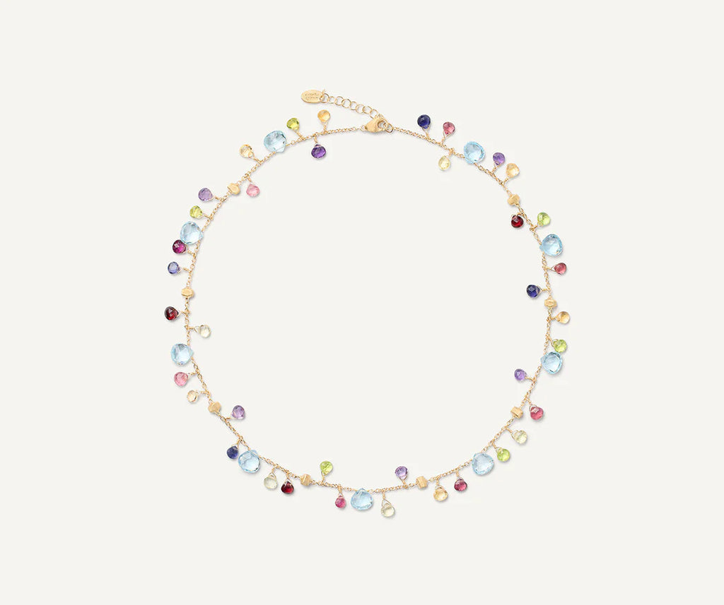 Paradise Single Strand Mixed Gemstone Necklace in Yellow Gold