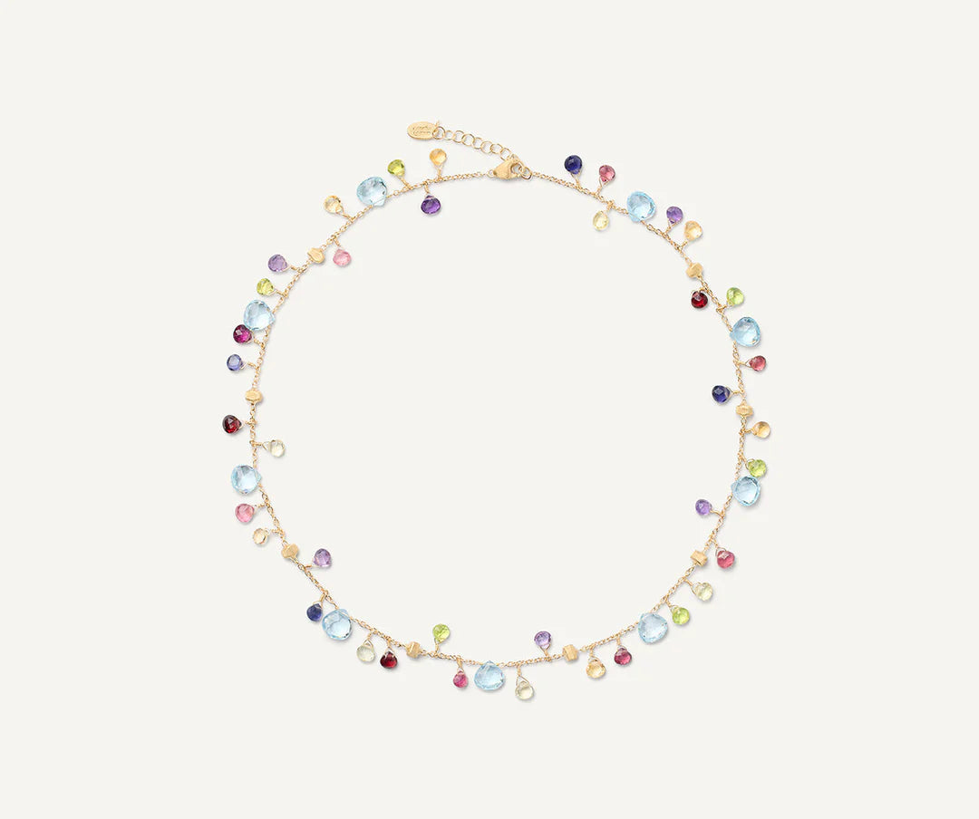 Paradise Single Strand Mixed Gemstone Necklace in Yellow Gold