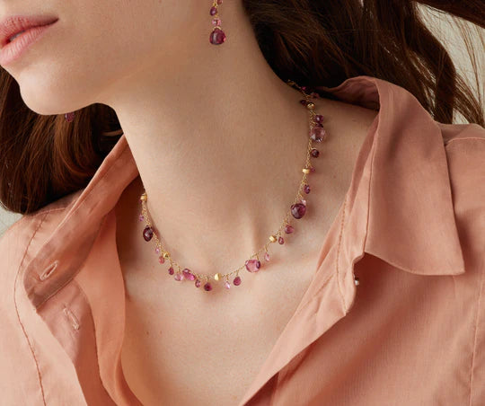 Paradise Pink Tourmaline Necklace in Yellow Gold