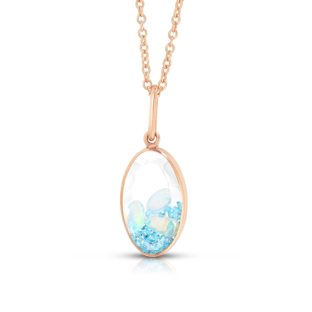 Petite Oval Paraiba Pendant in Rose Gold